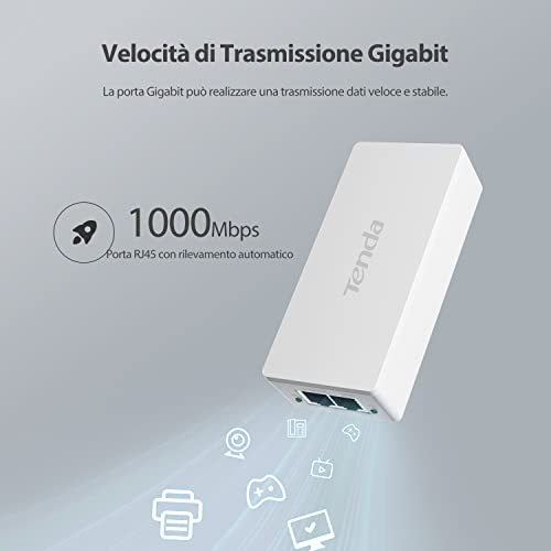 POE30G-AT Gigabit PoE Injector IEEE 802.3af/at, Uscita 48V-54V/30W, 10/100/1000 Mbps Ethernet PoE Adapter, Plug and Play, Fornisce Potenza fino a 100 Metri, Bianco - Powerline - Immagine 6