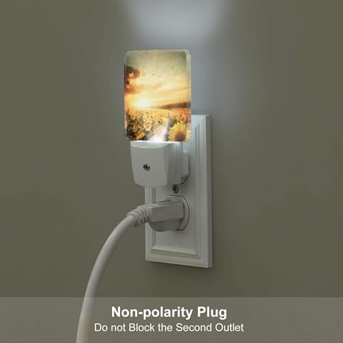 Image of Sunflower Field at Sunset Night Light,Plug Into Wall Decor for Stairway,Hallway,Kitchen,Dusk to Dawn Sensor Nightlights for Boys /Girls /Women /Men Room Gifts