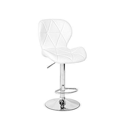 Conjunto 05 Banquetas Slim Couro Pu Regulagem de Altura - Branca