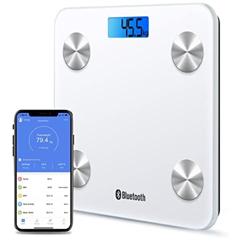 Smart Body Fat Scales Digital Bathroom Weight Scales Bluetooth Weighing Scale for Body Composition Analyzer Body Weight Fat, BMI, Water, Muscle Mass Bone with Smart App for Fitness Cover