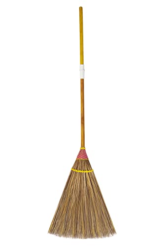 Natural Coconut Leaf Broom - 61 Inch Multi-Surface Outdoor Broom - Sweeps Snow & Wet Leaves - Sturdy Bamboo Handle - Asian Heavy Duty