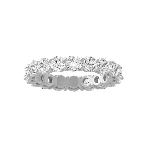 ARAIYA FINE JEWELRY 14K White Gold Round-shape Lab Grown Diamond Eternity Band Ring (3 cttw, D-E Color, VS Clarity) Size 6