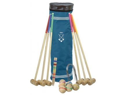 cavernedesjouets Jeu de Croquet Traditionnel en Bois avec Sac de Transport - maillet 80 cm, 6 Joueurs - Made in France