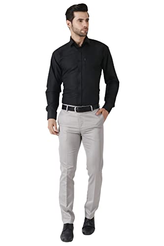 Image of MALENO Men's Slub Effect Solid Trouser | Classic Slim Fit Formal Trousers for Men | Slim Fit Trousers for Men