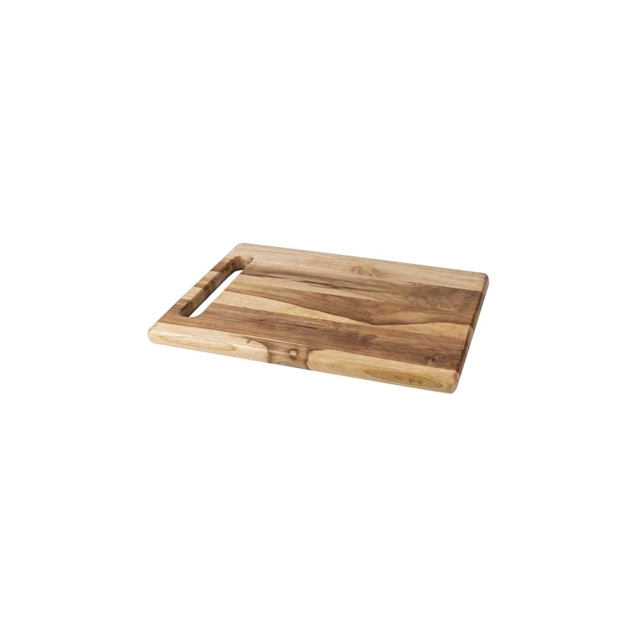 GoCraft Teak Wood Rectangular Cutting Board | Wooden Serving Board with Cut-Out Handle, Cheese Board, Charcuterie Platter, Chopping Board for Vegetables, Meat, Cheese - 16.75" x 12.5"