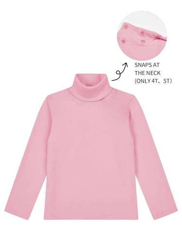 Image of Dreammonkey Girls Long Sleeve Turtleneck T-Shirt Kids Basic High Neck Casual Tee Tops | Size 4-13