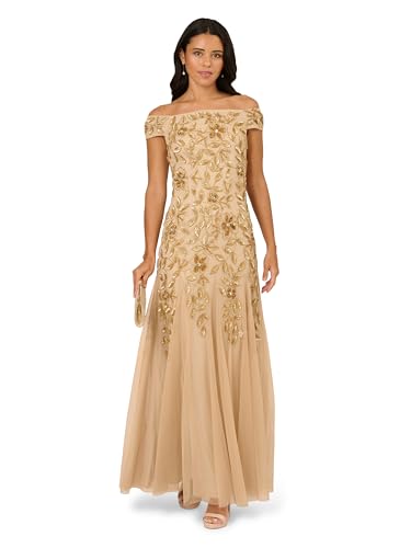 Image of Adrianna Papell Women's Off Shoulder Bead Long Dress