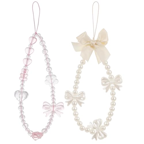 EILYGK 2PCS Mobile Phone Charm, Crystal Bow Flower Pearl Beaded Phone Wrist/Bracelet Strap Chain for Keys, Digital Camera EILYGK 2PCS Mobile Phone Charm, Crystal Bow Flower Pearl Beaded Phone Wrist/Bracelet Strap Chain for Keys, Digital Camera
