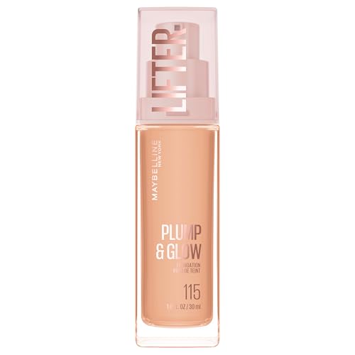 Image of Maybelline Lifter Plump & Glow Foundation, Liquid Foundation with 2% Niacinamide + Hyaluronic Acid, Plumping and Brightening Face Makeup, 115, 1 Count