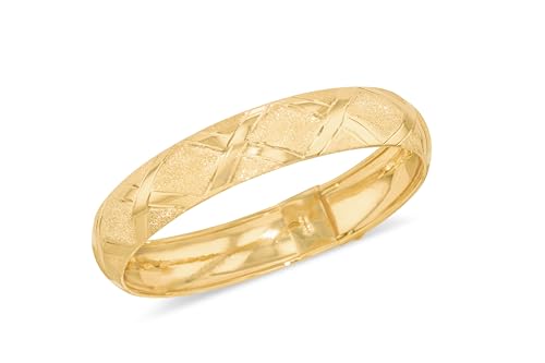 Floreo 10k Yellow Gold 12mm Classic Satin Finish Textured Flex Bangle Bracelet