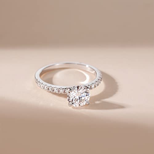 1.5 CT Moissanite Engagement Rings for Women D Color VVS1 Clarity 925 Sterling Silver Round Cut Halo Moissanite Wedding Promise Band Rings Size 4-102