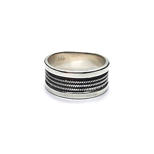 Bague en argent sterling 925 anneau 10mm solide gravé pour offrir