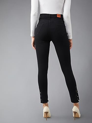 Image of Dolce Crudo Women's Black Skinny Fit Relaxed High Rise Regular Length Denim Stretchable Jeans