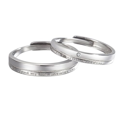 Bague couple personnalisé en argent massif pour des fiançailles uniques