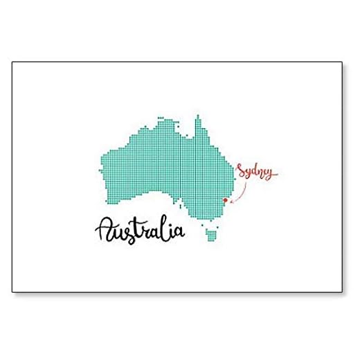 Australien karta pricked. Sydney huvudstad i Australien kylskåpsmagnet
