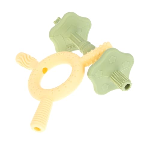 Nuby Hollow Tube Silicone Teething Toy - (2-Pack) Baby Teething Sticks - 3+ Months - Yellow and Green