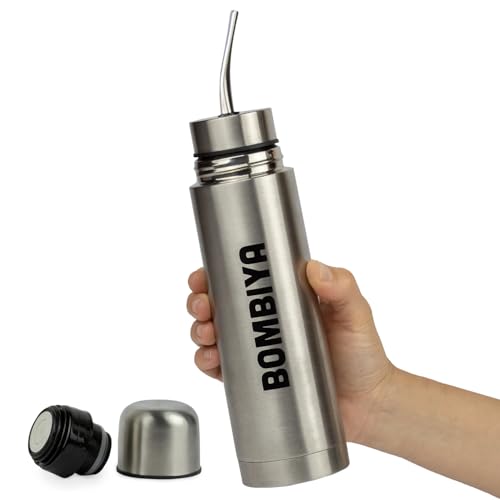 Mate listo con todas sus partes de acero inoxidable – Termo mate 2 en 1 cambiando su tapa es un termo clásico – Automate para tus mates argentinos o terere - A todos lados con vos - 500ml (Plateado)