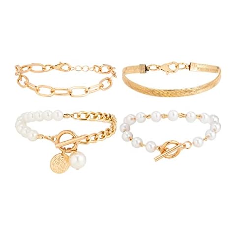 fdsmall Gold Chain Link Bracelet Set for Women Cover