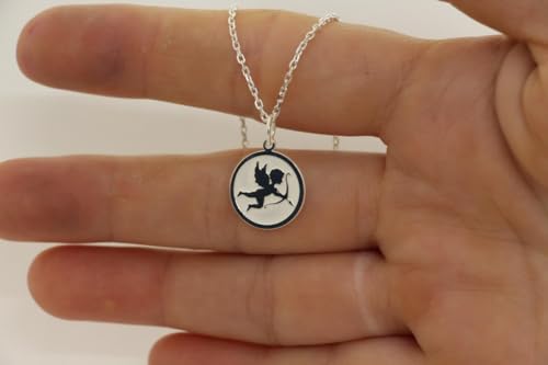 Collier pendentif ange argent 925 ciselé et chaîne minimaliste - 3
