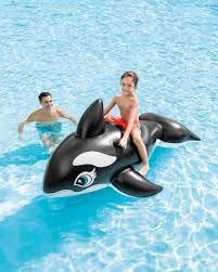 Image of Ride-On Air Inflatable Swimming Pool Float with Handles| Children Safety Rider Tube for Water Play |Floater Raft Lounger Mattress for Kids & Adults| Summer Fun (Age 3+) (Black Whale)