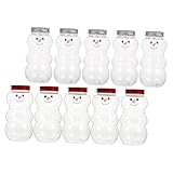 FUNOMOCYA 10個クリスマス雪だるまデザイン 飲料ボトル キャップ付き 携帯用 ジュースボトル パーティー 飲み物入れ 屋外 使用可能