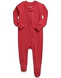 VAENAIT BABY Toddler Boys Girls Solid Footie Pajama Cozy Modal Red 12M