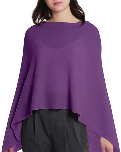 Image of InCashmere 100% Pure Cashmere Women Poncho Sweater - Lightweight Warm Knitted Shawl Wrap - All Year Round Dress Topper Gift