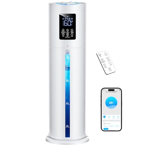Image of 2.1Gal/8L Smart Humidifier Large Room, Top Fill Humidifiers for Bedroom with Diffuser, 7 Color Lights,16H Timer, Auto Mode, APP Remote Control, 4 Levels Cool Mist Air Humidifier for Plants Home Office