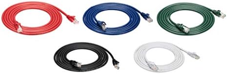 Amazon Basics Snagless RJ45 Cat-6 Ethernet Patch Internet Cable - 7-Foot, Black/Red/Blue/White/Green, 5-Pack, Router