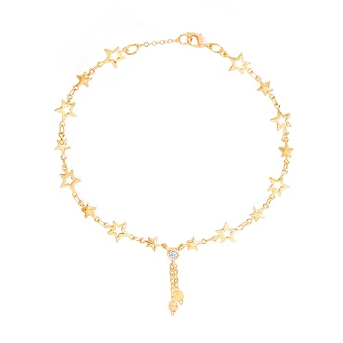 Image of MINUTIAE Fashion Anklet With Solitaire Crystal Diamonds Painjan Payal Leg Chain Foot Jewellery For Women and Girls