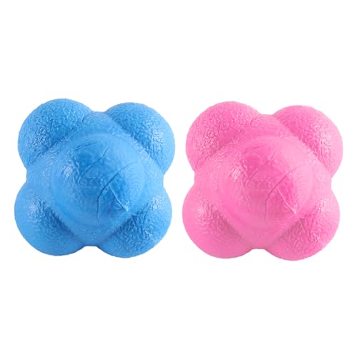Laroal Pelota de reacción Hexagonal (2 Unidades) para Entrenamiento de Agilidad, Mejora la reacción Mano-Ojo, la coordinación de Agilidad y los Reflejos Deportivos (Rosa y Azul)