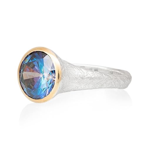 Bague en argent avec pierre topaze mystique authentique de haute joaillerie