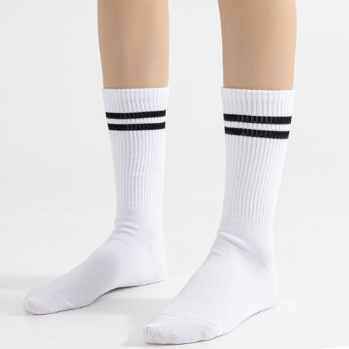 Image of 4 PAIRS Striped Crew Socks For Women Casual Cotton Novelty Retro Athltic Socks Unisex MultiColor