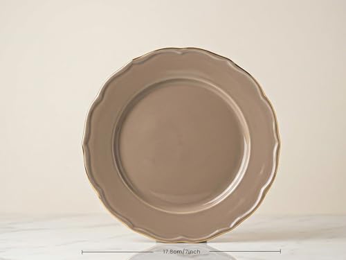 Image of Bodhi House 4-Piece Gold Rim Porcelain Quarter Plates Set | Snack & Dessert Plates | Lightweight, Chip Resistant| Dishwasher Safe Elegant Tableware for Dining & Gifting | Thunder Grey