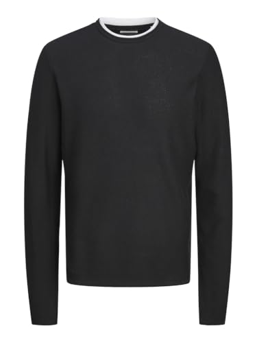 JACK & JONES Jjtwinn stickad crew neck stickad tröja, svart, S