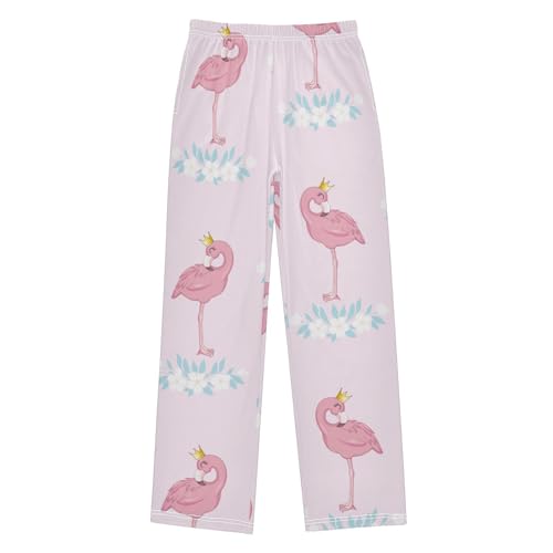 Pink Flamingo Boys Pants Boys Athletic Pants Long Pant for Boywith Pockets Wide-Leg Size 6-14Y