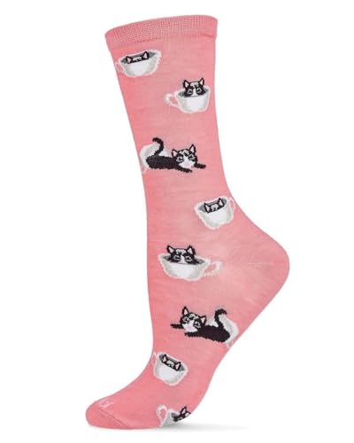MeMoi Cup o' Cats Rayan Blend Crew Socks
