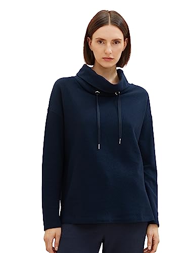 TOM TAILOR Damen Sweatshirt mit Schalkragen aus Bio-Baumwolle