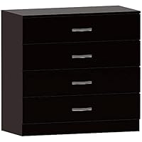 Vida Designs Riano 4 Drawer Chest of Drawers, Metal Handles and Runners, Anti-Bowing Drawer Support, Bedroom, Nursery Furniture, Black