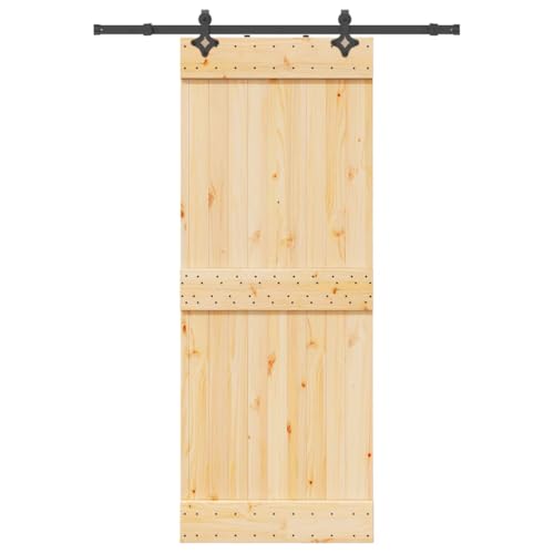 vidaXL Puerta corredera con herrajes madera maciza de pino 80x210 cm
