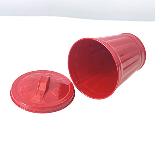 Image of Mini Trash can & Iron Garbage can Pencil Cup Holder 2pcs (Red)