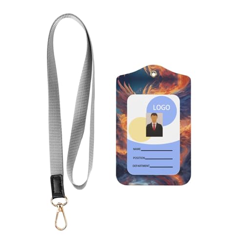 Wzywhj Phoenix Nirvana - Funda protectora de piel para tarjeta de identificación con cuerda desmontable para colgar