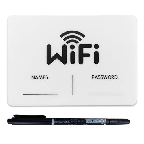 3.5x5 Inch Wifi Sign - Wifi Password Sign for Home - White Acrylic Signs - Wifi Fridge Magnet - Perfect for Vacation Homes Airbnb Hosts Restaurants Businesses (1 Pack, Magnetic wifi password sign)