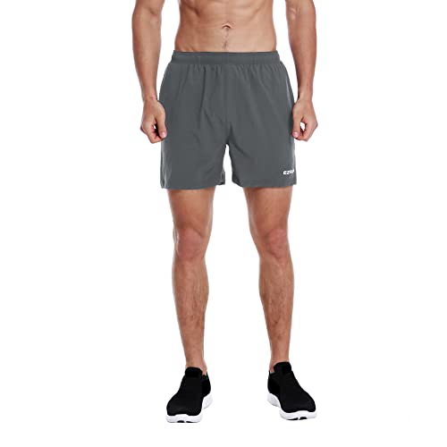 Image of EZRUN Men's 5 Inches Running Workout Shorts Quick Dry Lightweight Athletic Shorts with Liner Zipper Pockets