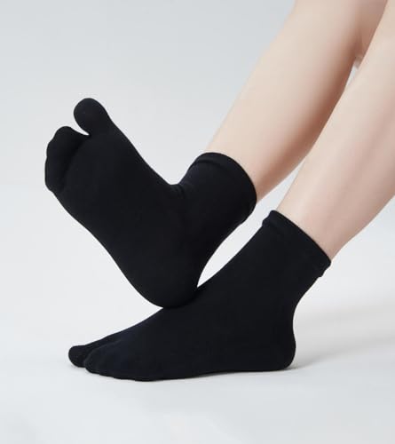 Image of Women's Solid 2 Toe Flip Flop Tabi Socks Geta Ankle Cotton 5 /6 Pairs