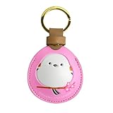 [LamPlanning] [きながにシマエナガ] PUレザー ケース キーリング キーホルダー エアタグ AirTag スマートトラッカー (桜)