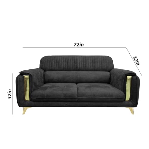 Image of Casaliving Gelio 3 Seater Sofa Set for Living Room (Black Colour) Premium Fabric Sofa