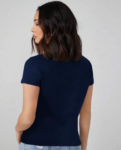 Image of THE DRY STATE Women Cotton Half Sleeve Round Neck Tshirt