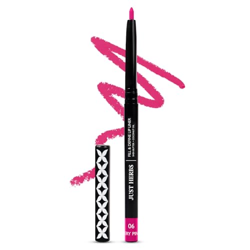 Image of Just Herbs Fill & Define Lip Liner with Shea Butter and Coconut Oil Transfer Proof Long Lasting Creamy Matte Finish Lip Liner (Fiery Pink, 0.3g)