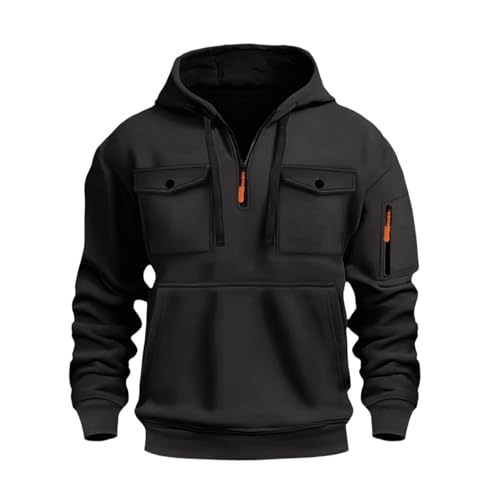 Mens 1/4 Zip Pullover Hoodie Fashion Tactical Hooded Sweatshirt with Pockets, Outdoor Casual Sport Wear2
